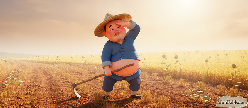 Иллюстрация к сказке Ждать зайца у пня