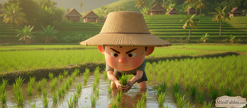 Иллюстрация к сказке Как крестьянин тянул ростки