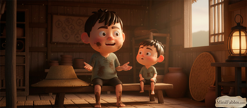 Иллюстрация к сказке Как крестьянин тянул ростки