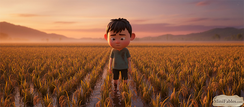 Иллюстрация к сказке Как крестьянин тянул ростки