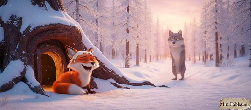 Иллюстрация к сказке Лиса и Волк (Ловись рыбка)